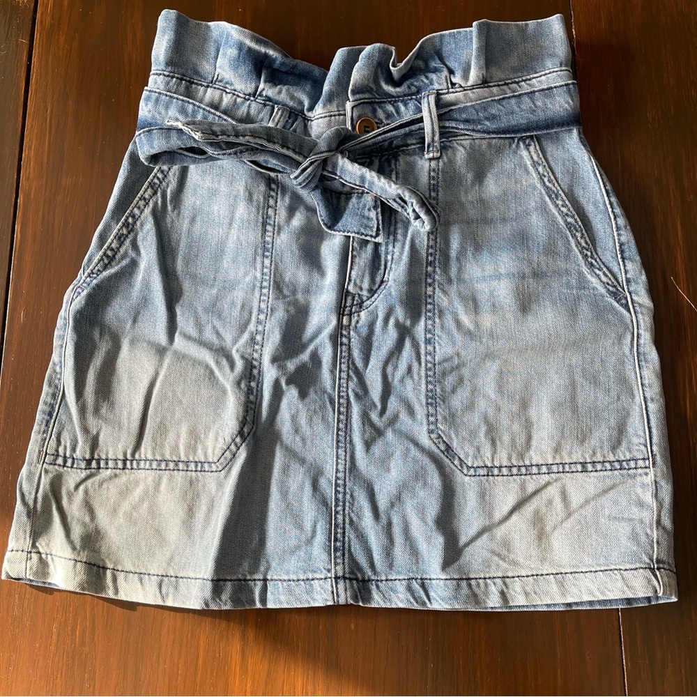 Denim Blue Skirt with Belt